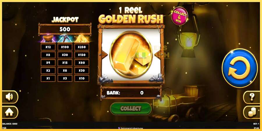 1 Reel Golden Rush акча үчүн оюн машинасы, сүрөт 2