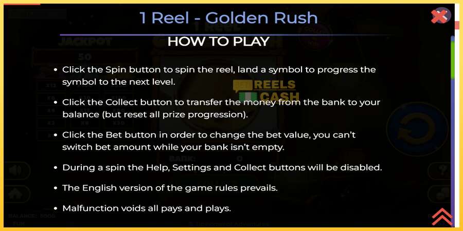 1 Reel Golden Rush акча үчүн оюн машинасы, сүрөт 4