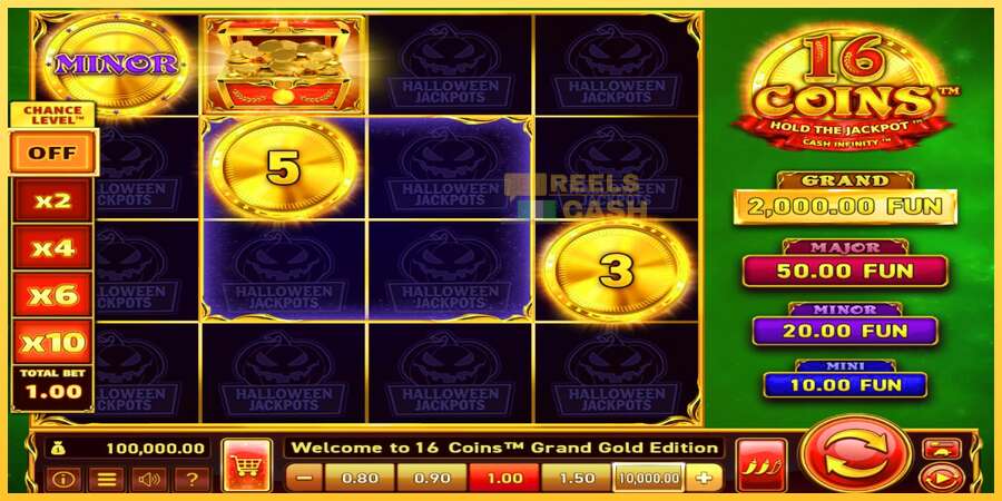 16 Coins Grand Gold Edition Halloween Jackpots акча үчүн оюн машинасы, сүрөт 1