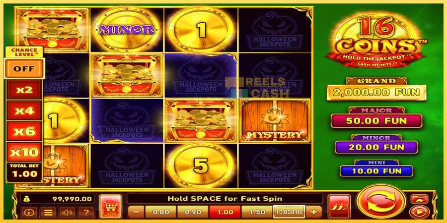 16 Coins Grand Gold Edition Halloween Jackpots акча үчүн оюн машинасы, сүрөт 3