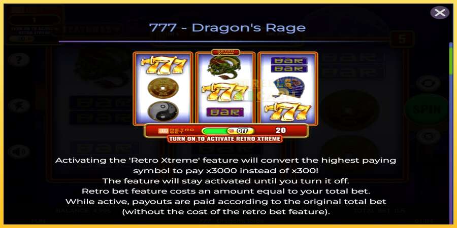 777 - Dragons Rage акча үчүн оюн машинасы, сүрөт 4