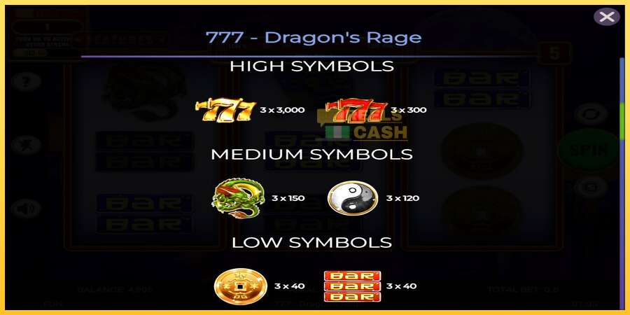 777 - Dragons Rage акча үчүн оюн машинасы, сүрөт 5