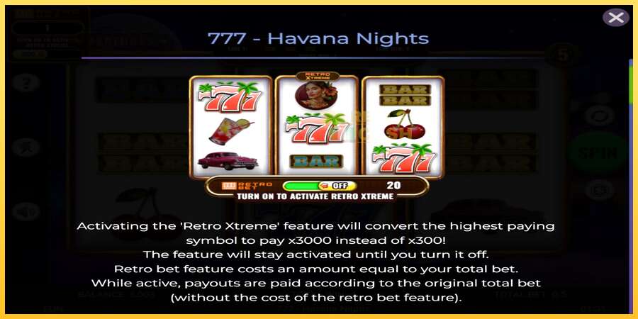 777 - Havana Nights акча үчүн оюн машинасы, сүрөт 4