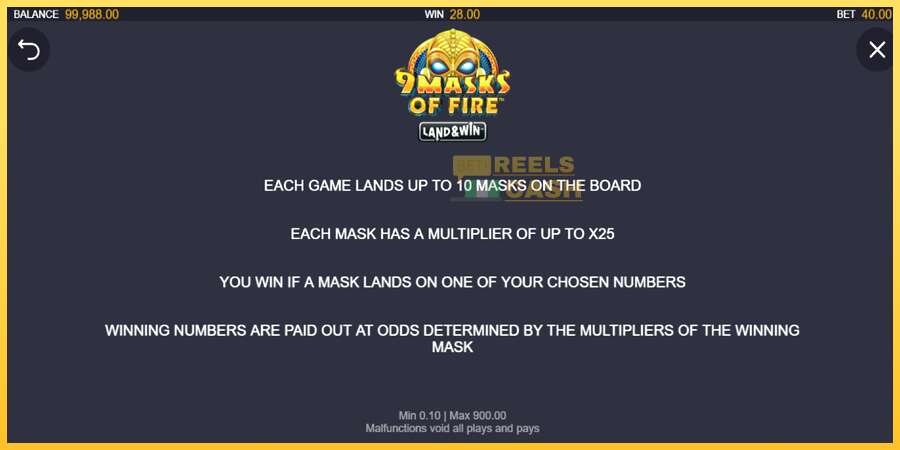 9 Masks of Fire Land & Win акча үчүн оюн машинасы, сүрөт 6