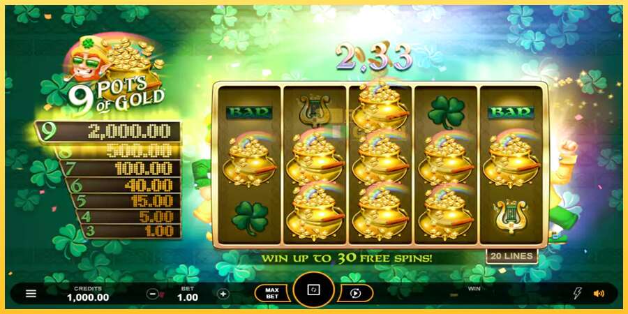 9 Pots of Gold Land & Win акча үчүн оюн машинасы, сүрөт 5