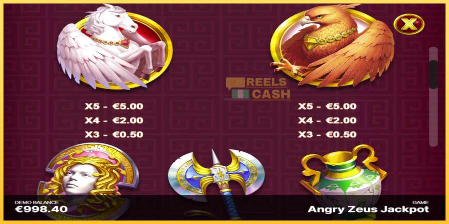 Angry Zeus Jackpot акча үчүн оюн машинасы, сүрөт 5