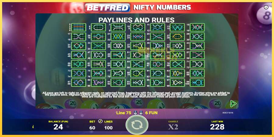 Betfred Nifty Numbers акча үчүн оюн машинасы, сүрөт 7