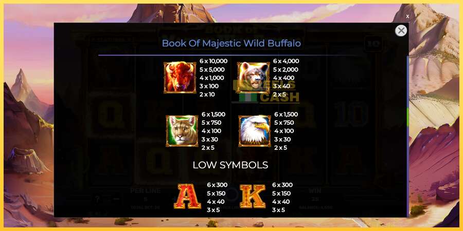 Book of Majestic Wild Buffalo акча үчүн оюн машинасы, сүрөт 6