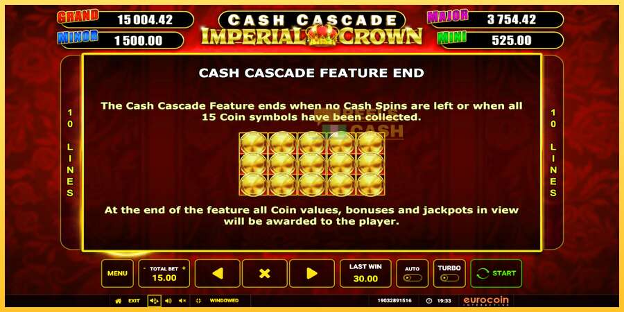 Cash Cascade Imperial Crown акча үчүн оюн машинасы, сүрөт 7