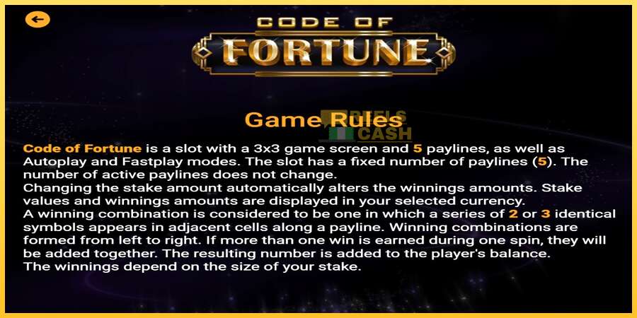 Code of Fortune акча үчүн оюн машинасы, сүрөт 4