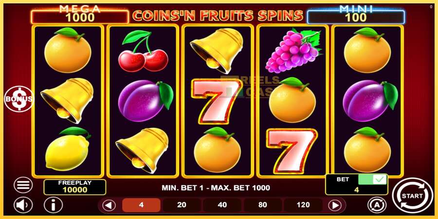 Coinsn Fruits Spins акча үчүн оюн машинасы, сүрөт 2