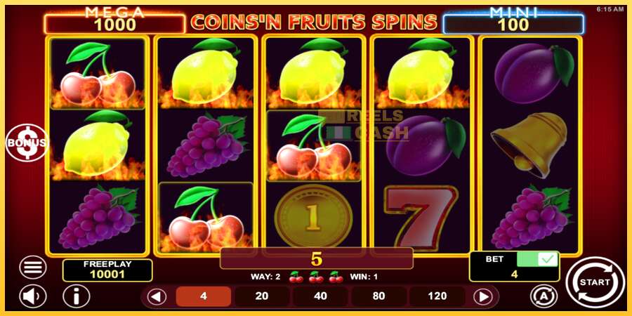 Coinsn Fruits Spins акча үчүн оюн машинасы, сүрөт 3