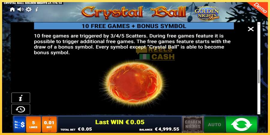 Crystal Ball Golden Nights акча үчүн оюн машинасы, сүрөт 5