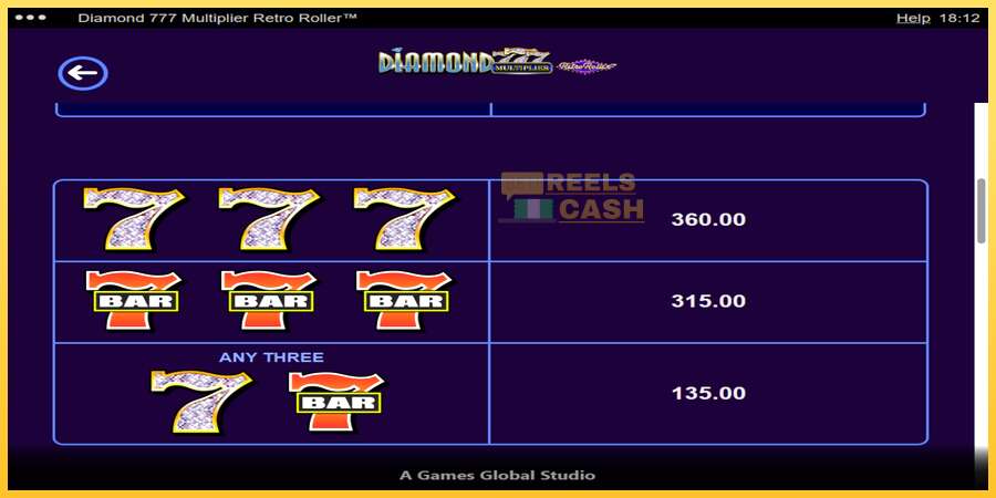 Diamond 777 Multiplier Retro Roller акча үчүн оюн машинасы, сүрөт 6