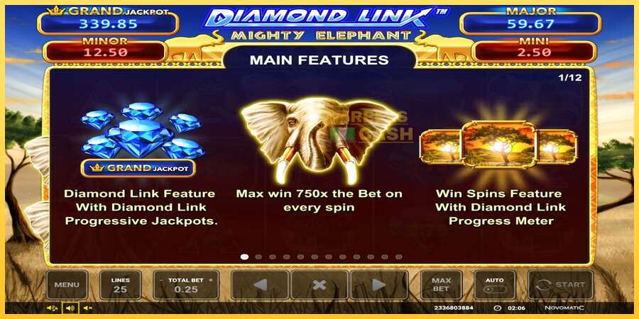 Diamond Link: Mighty Elephant акча үчүн оюн машинасы, сүрөт 3