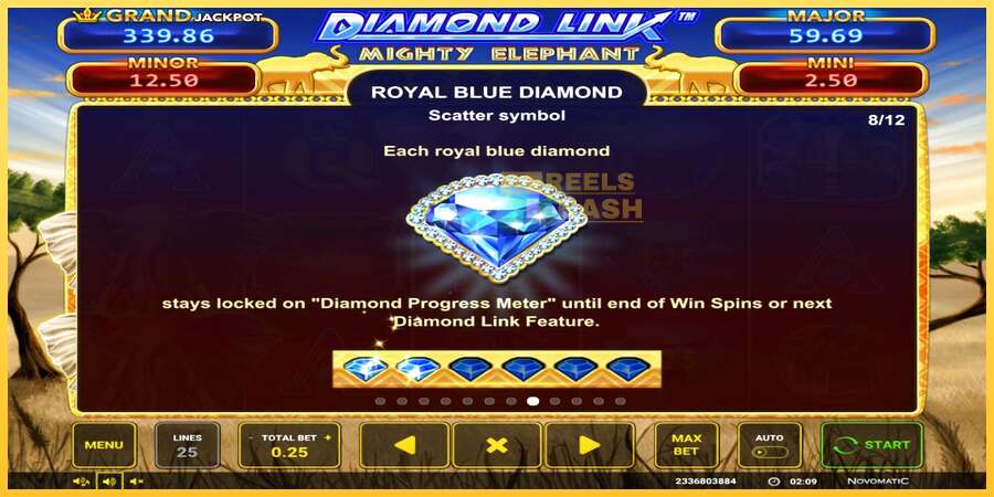 Diamond Link: Mighty Elephant акча үчүн оюн машинасы, сүрөт 6