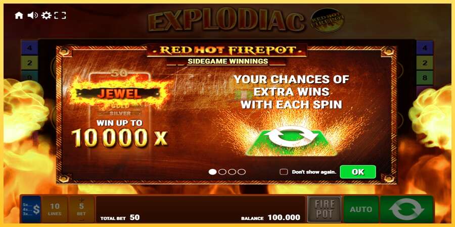 Explodiac Red Hot Firepot акча үчүн оюн машинасы, сүрөт 1