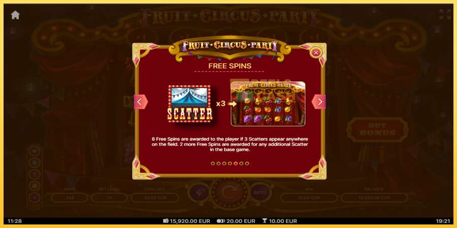 Fruit Circus Party акча үчүн оюн машинасы, сүрөт 6