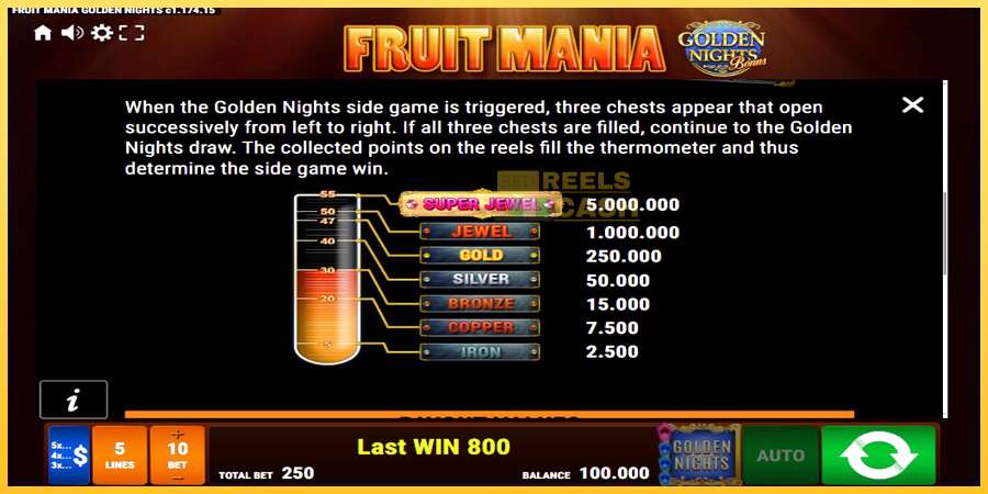 Fruit Mania Golden Nights акча үчүн оюн машинасы, сүрөт 6