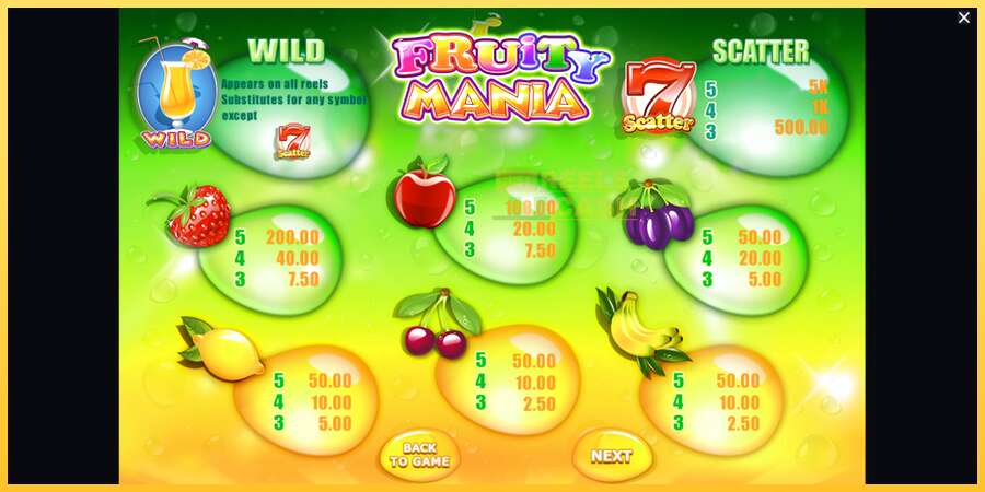 Fruity Mania акча үчүн оюн машинасы, сүрөт 6