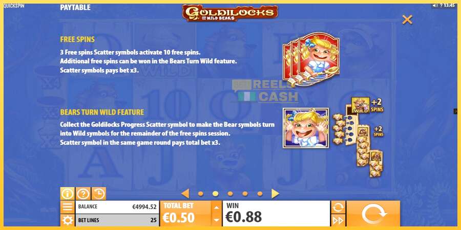 Goldilocks and the Wild Bears акча үчүн оюн машинасы, сүрөт 5