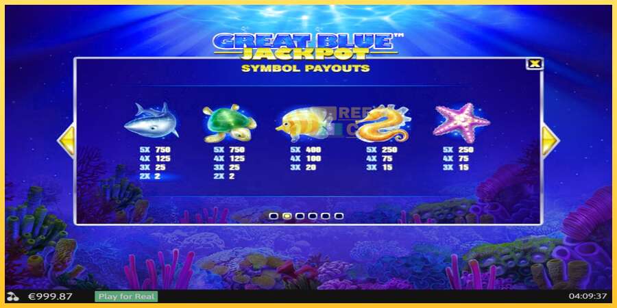 Great Blue Jackpot акча үчүн оюн машинасы, сүрөт 5