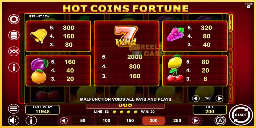 Hot Coins Fortune акча үчүн оюн машинасы, сүрөт 5