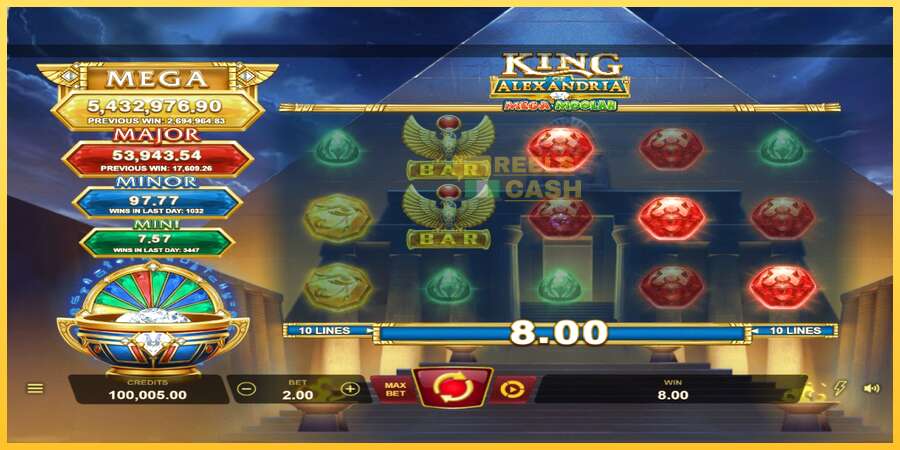 King of Alexandria Mega Moolah акча үчүн оюн машинасы, сүрөт 1