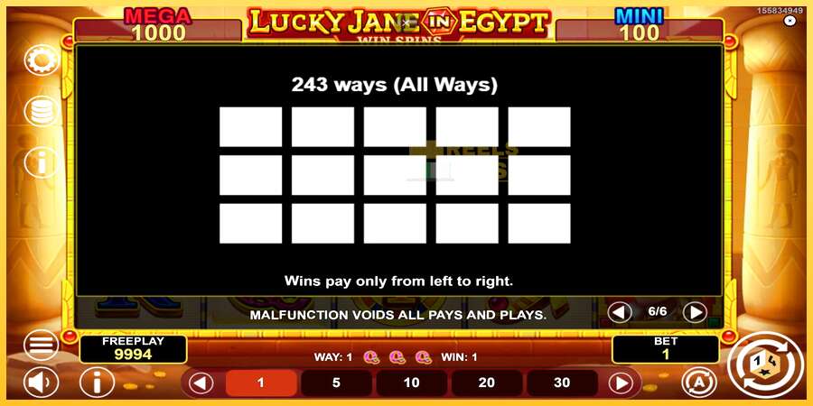 Lucky Jane in Egypt Win Spins акча үчүн оюн машинасы, сүрөт 7