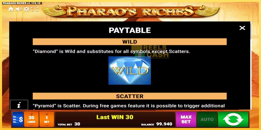 Pharaos Riches акча үчүн оюн машинасы, сүрөт 5