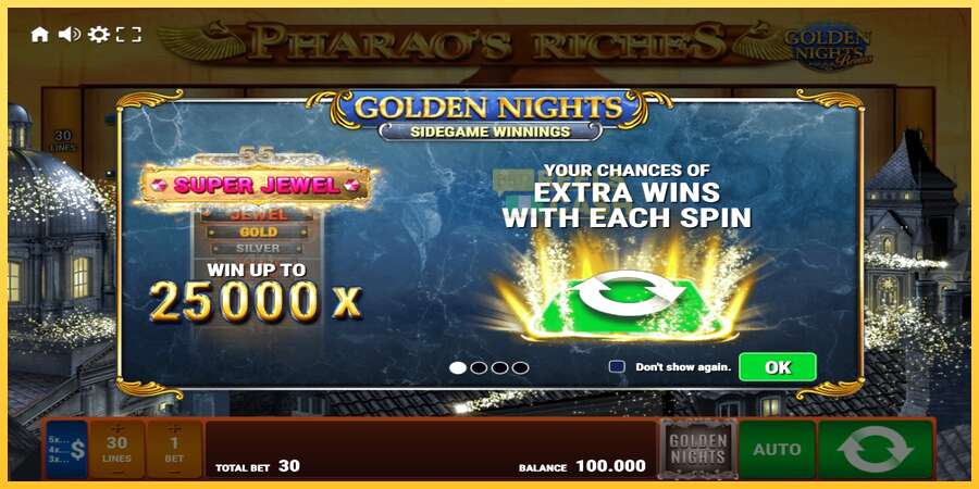 Pharaos Riches Golden Nights акча үчүн оюн машинасы, сүрөт 1