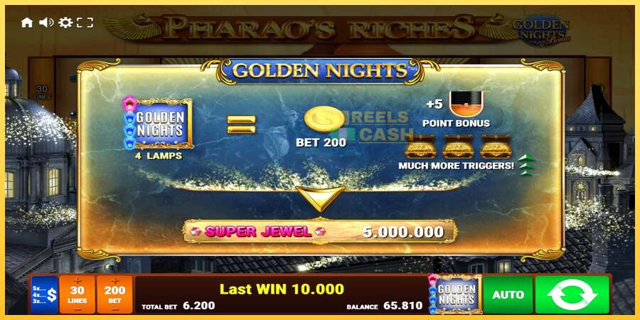 Pharaos Riches Golden Nights акча үчүн оюн машинасы, сүрөт 7