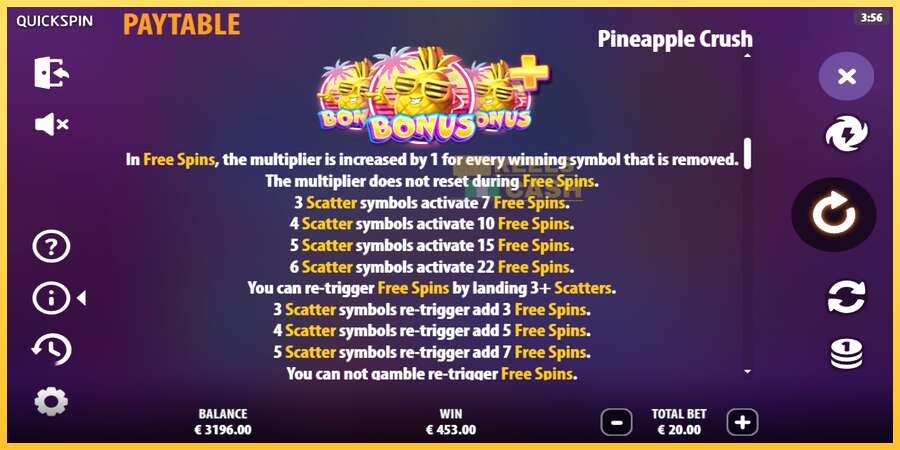 Pineapple Crush акча үчүн оюн машинасы, сүрөт 6