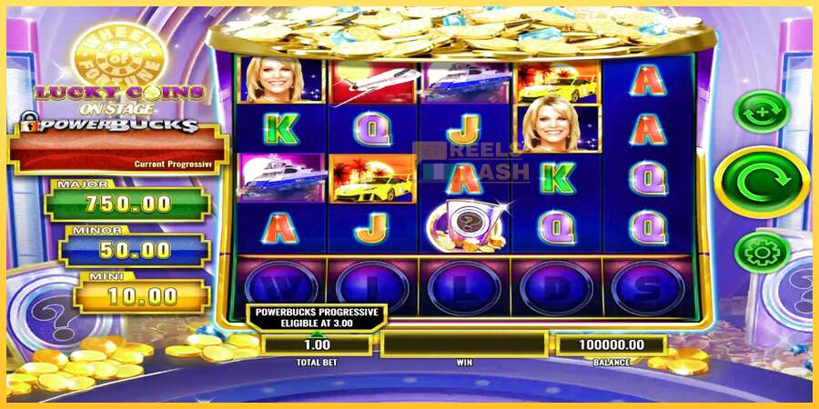 PowerBucks Wheel of Fortune Lucky Coins On Stage акча үчүн оюн машинасы, сүрөт 1