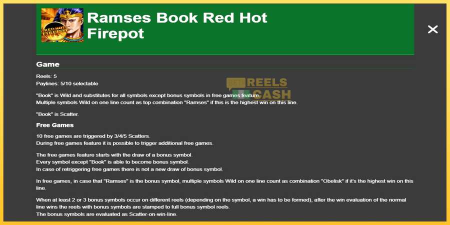 Ramses Book Red Hot Firepot акча үчүн оюн машинасы, сүрөт 1