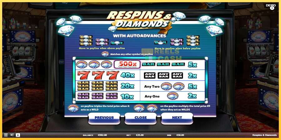 Respins Diamonds акча үчүн оюн машинасы, сүрөт 5