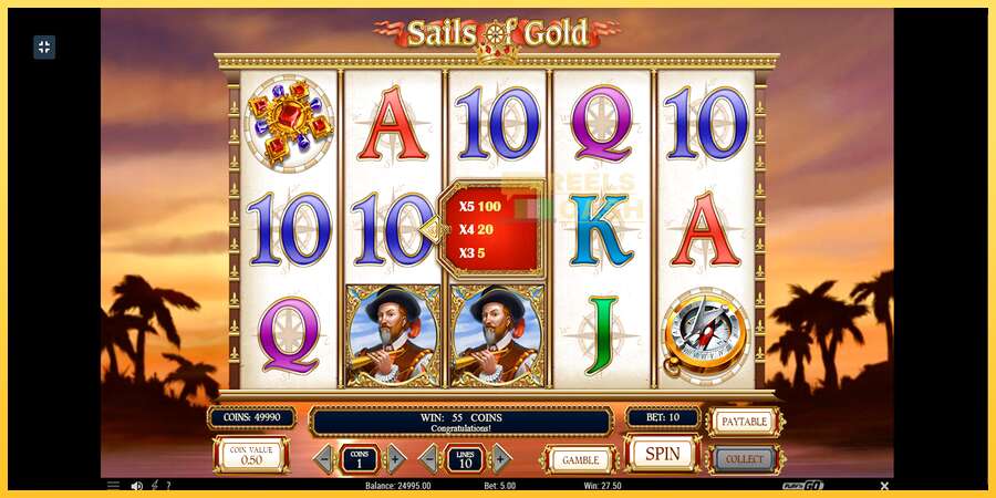 Sails of Gold акча үчүн оюн машинасы, сүрөт 4