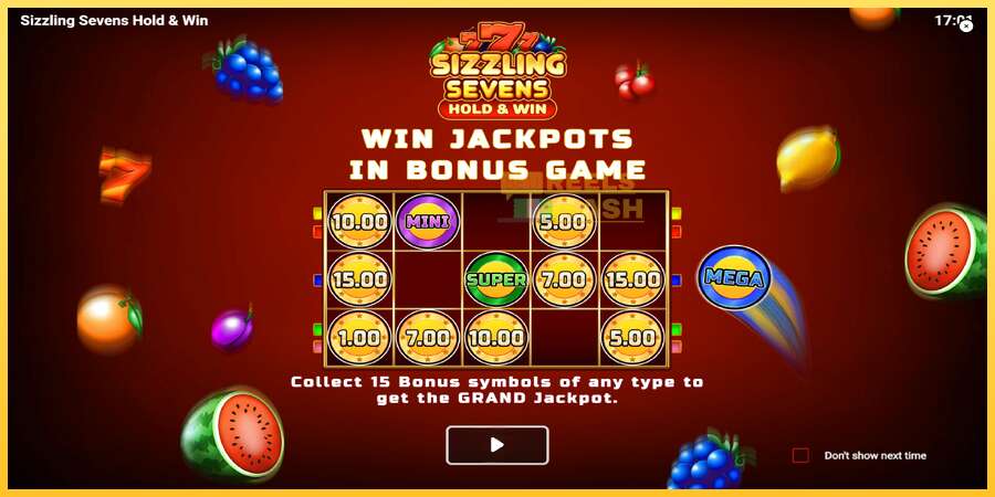 Sizzling Sevens Hold & Win акча үчүн оюн машинасы, сүрөт 1