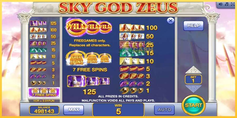 Sky God Zeus 3x3 акча үчүн оюн машинасы, сүрөт 7