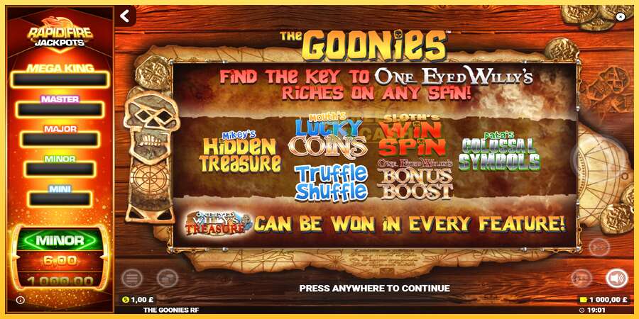 The Goonies Deluxe Rapid Fire Jackpots акча үчүн оюн машинасы, сүрөт 1