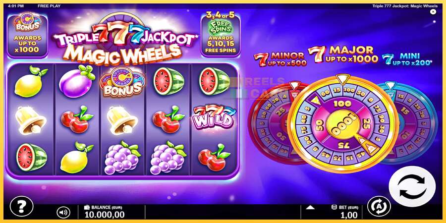 Triple 777 Jackpot Magic Wheels акча үчүн оюн машинасы, сүрөт 2