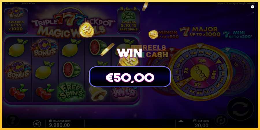 Triple 777 Jackpot Magic Wheels акча үчүн оюн машинасы, сүрөт 3