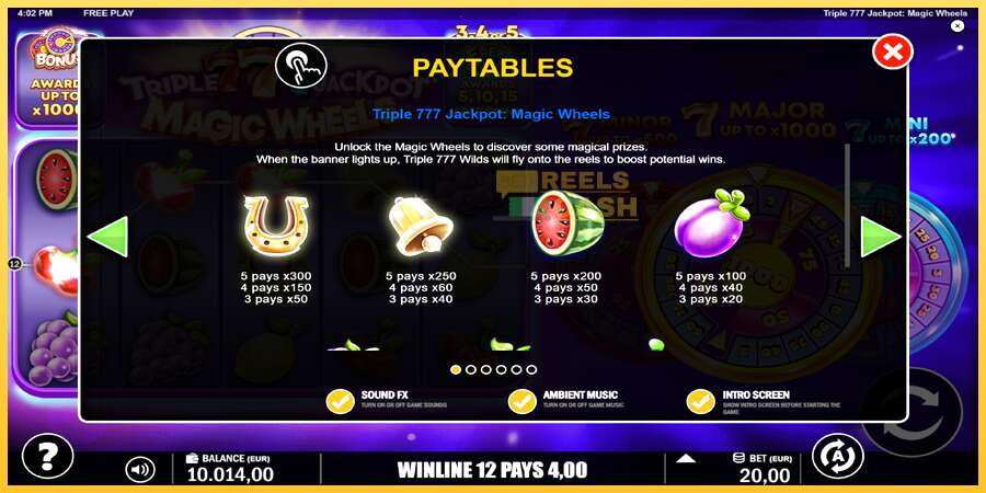 Triple 777 Jackpot Magic Wheels акча үчүн оюн машинасы, сүрөт 5