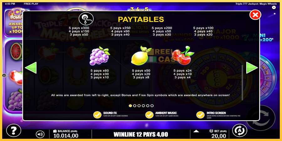 Triple 777 Jackpot Magic Wheels акча үчүн оюн машинасы, сүрөт 6