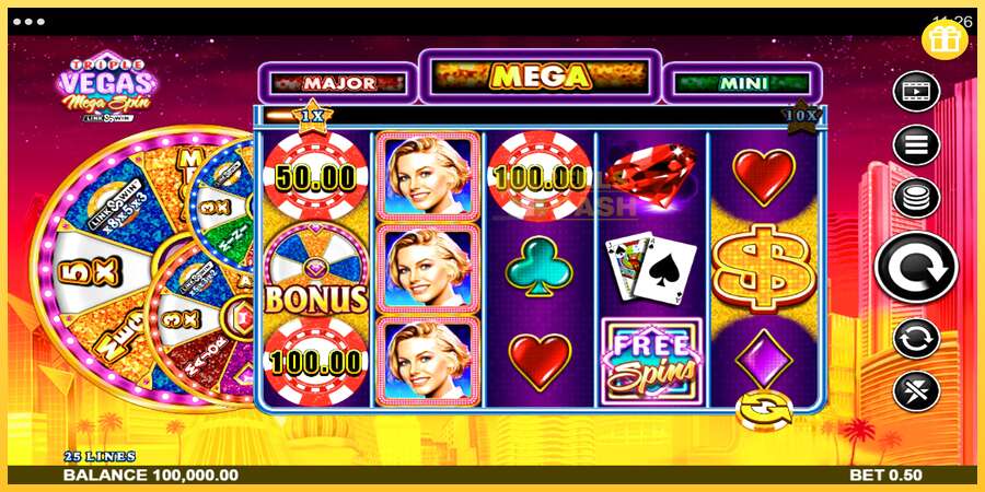 Triple Vegas Mega Spin акча үчүн оюн машинасы, сүрөт 1