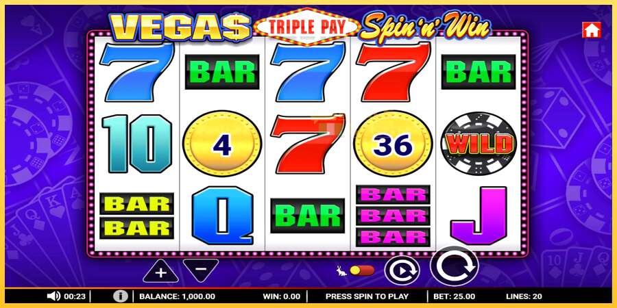 Vegas Triple Pay Spin n Win акча үчүн оюн машинасы, сүрөт 1