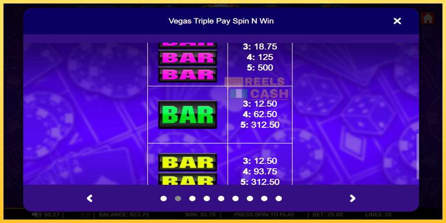 Vegas Triple Pay Spin n Win акча үчүн оюн машинасы, сүрөт 4