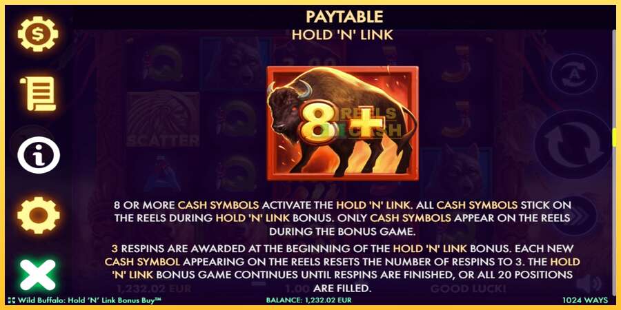 Wild Buffalo Hold N Link Bonus Buy акча үчүн оюн машинасы, сүрөт 7