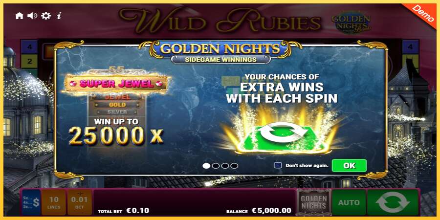 Wild Rubies Golden Nights акча үчүн оюн машинасы, сүрөт 1