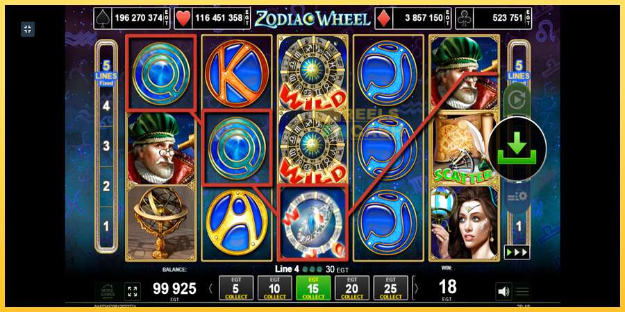 Zodiac Wheel акча үчүн оюн машинасы, сүрөт 2